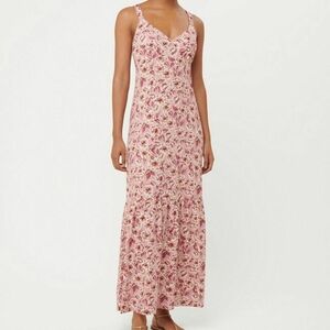 LOFT Beach Pink Floral Maxi Dress Sz Medium Casual Stretchy Smocked